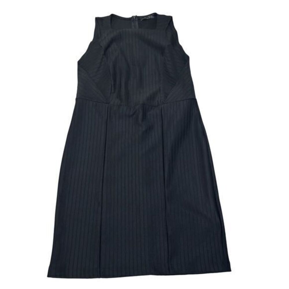 ZARA W&B Collection Black Ribbed Textured Sleeveless Dress Size Large - Picture 6 of 10